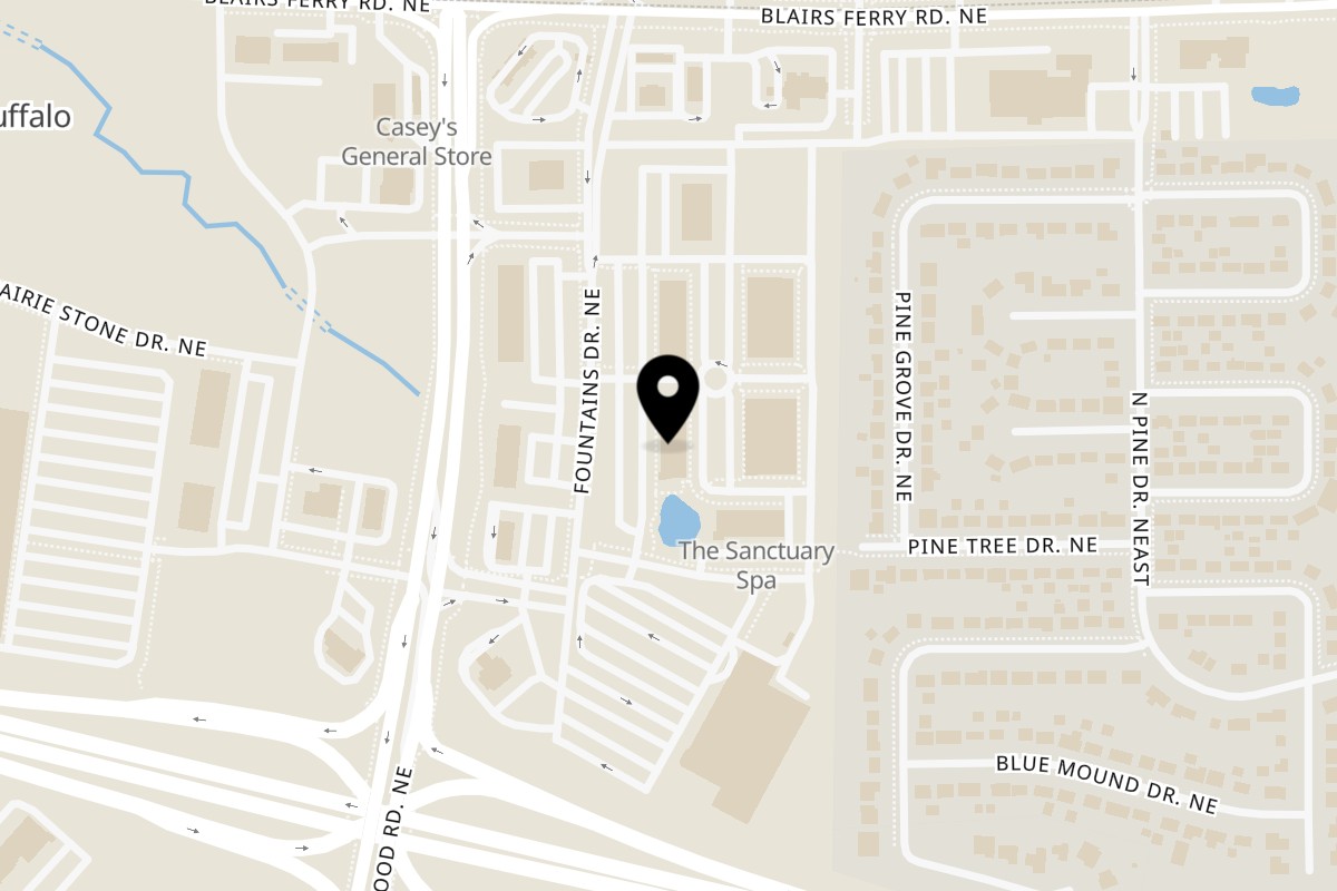 Map showing the location of Villa's Patio Mexican Restaurant Cedar Rapids on 5200 Fountains Dr NE Suite 100 in Cedar Rapids