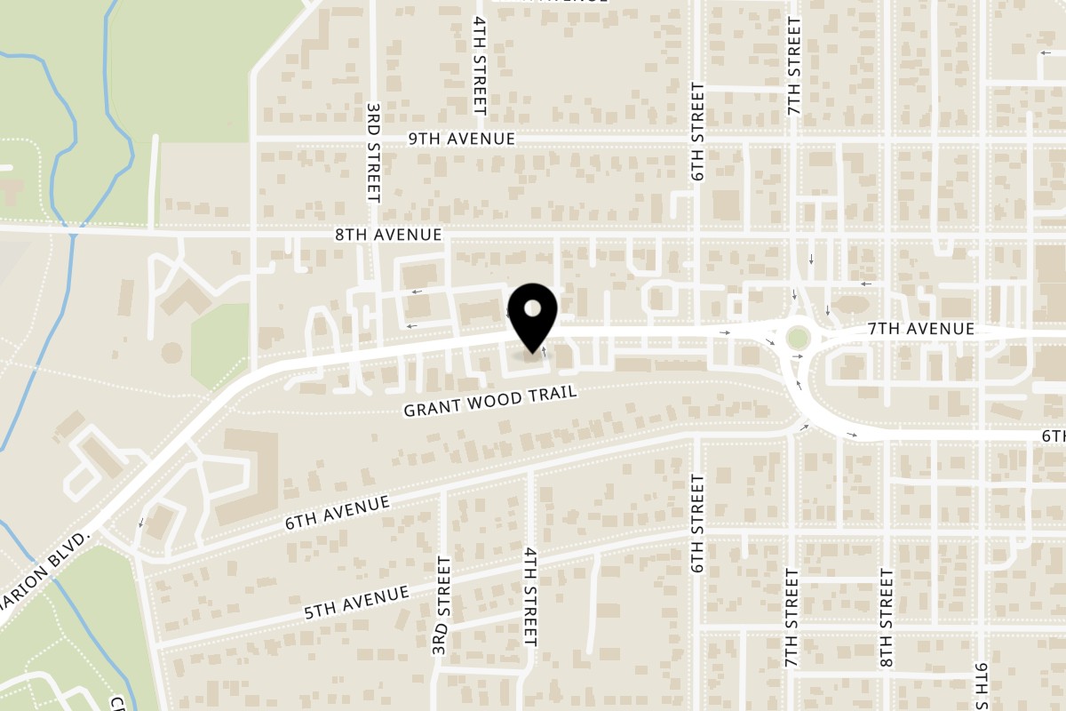 Map showing the location of Villa's Patio Mexican Restaurant Marion on 433 7th Ave in Marion